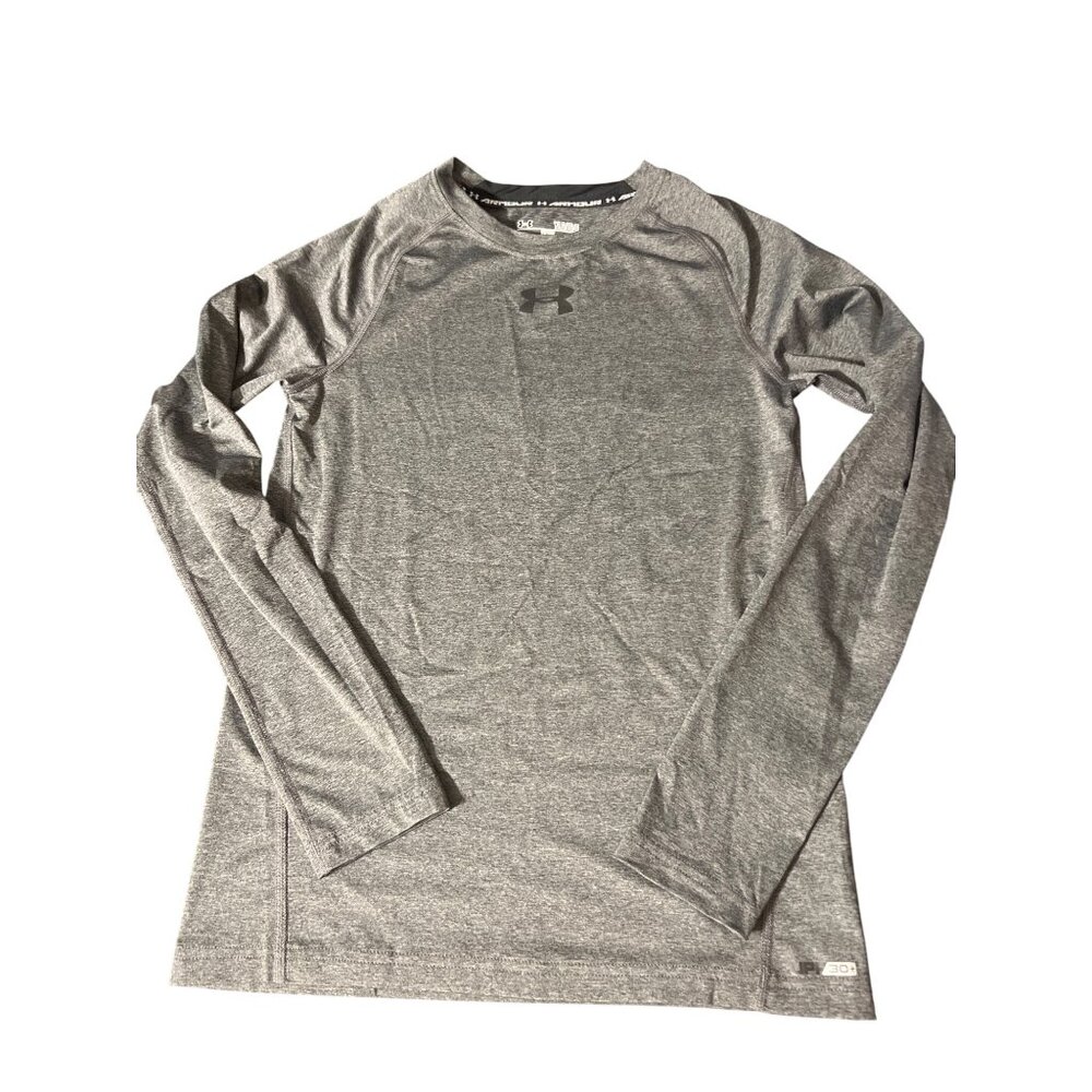 Under Armour Youth HeatGear Long Sleeve Shirt UPF 30+ Protection Gray YLG Fitted